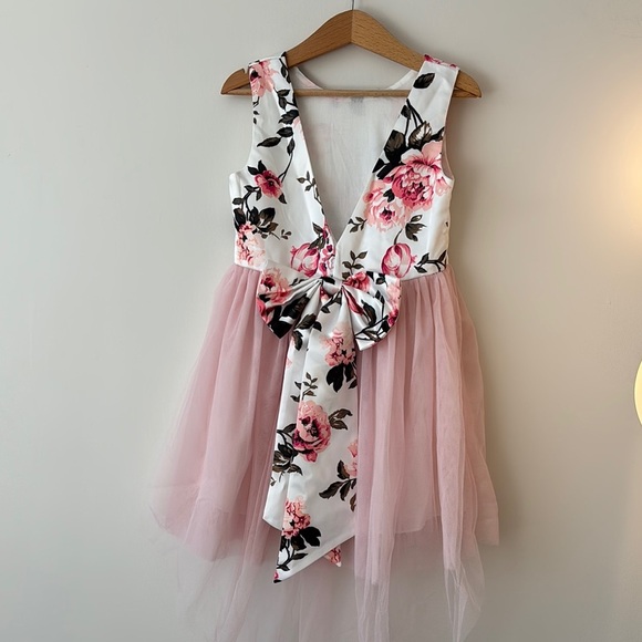 Floral Pink Kids Formal Dress - Picture 2 of 3